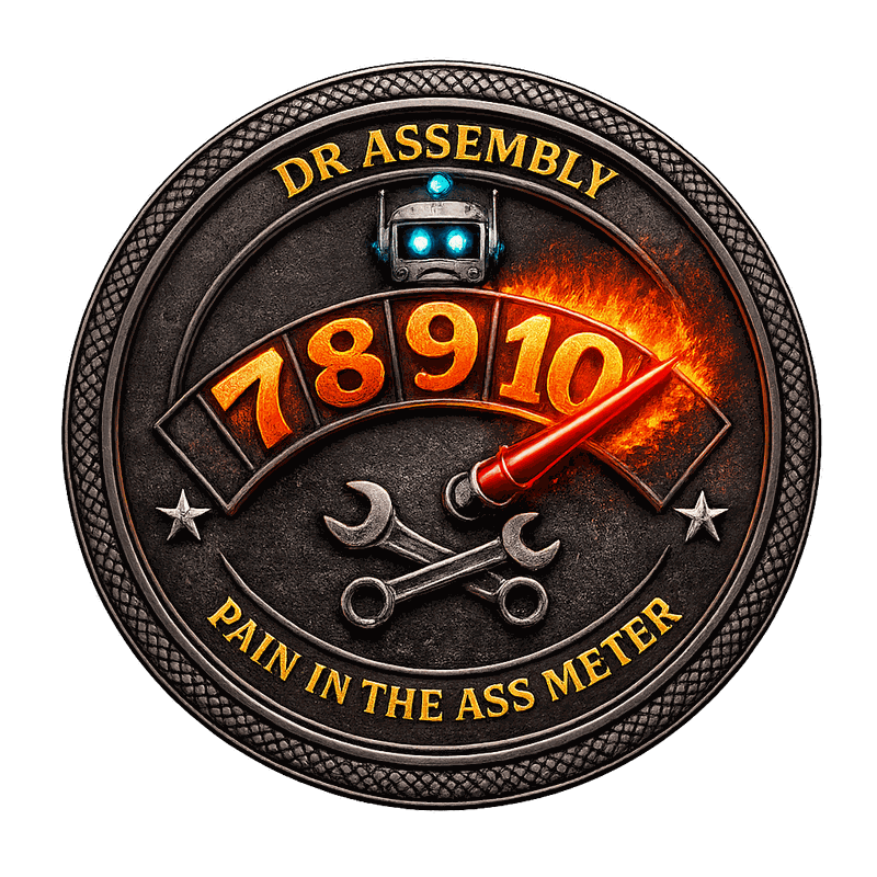 DR Assembly Pain in the Ass Meter challenge coin rating Home Gym Assembly a 9 out of 10