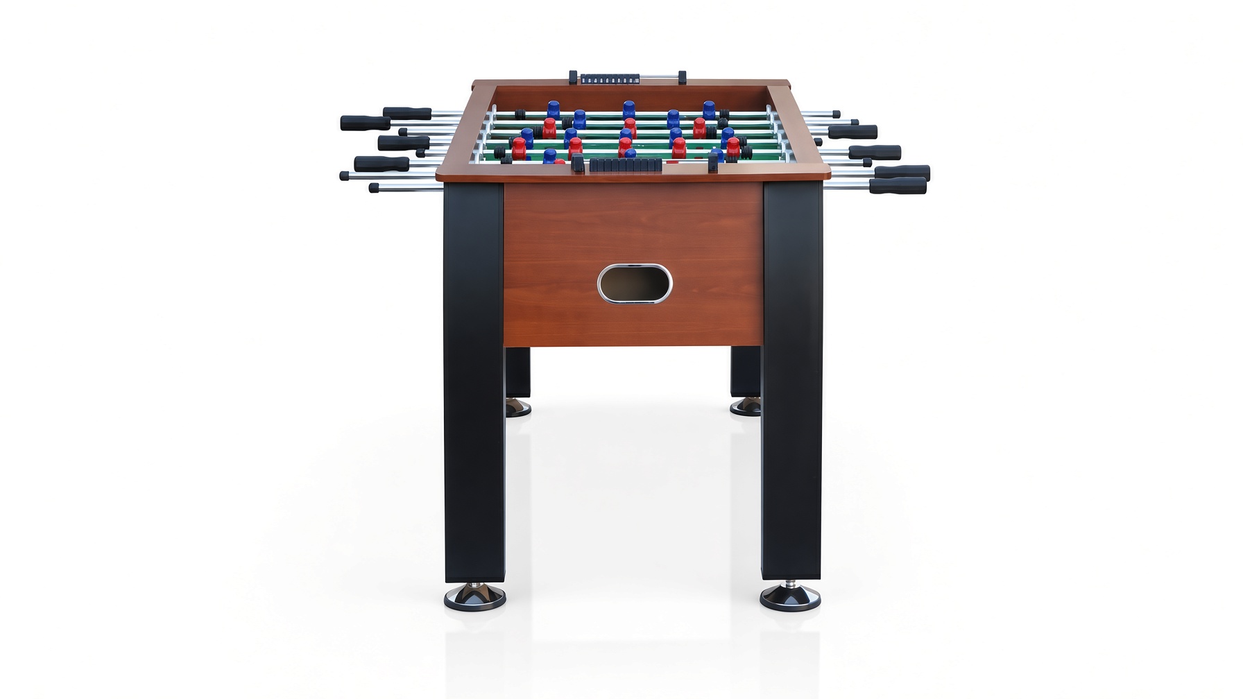 Kick Legend 55-inch foosball table in cherry wood finish with chrome rods assembled in Florida