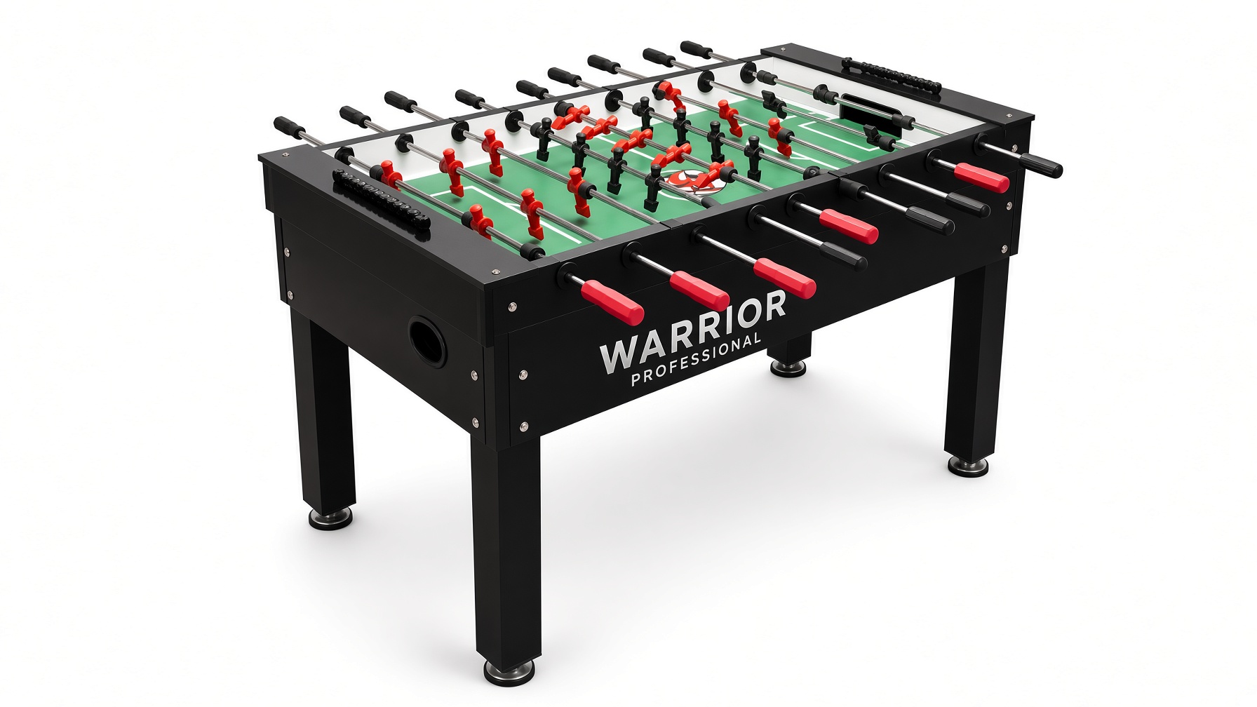Warrior Professional foosball table in black with red players assembled by DR Assembly in Florida