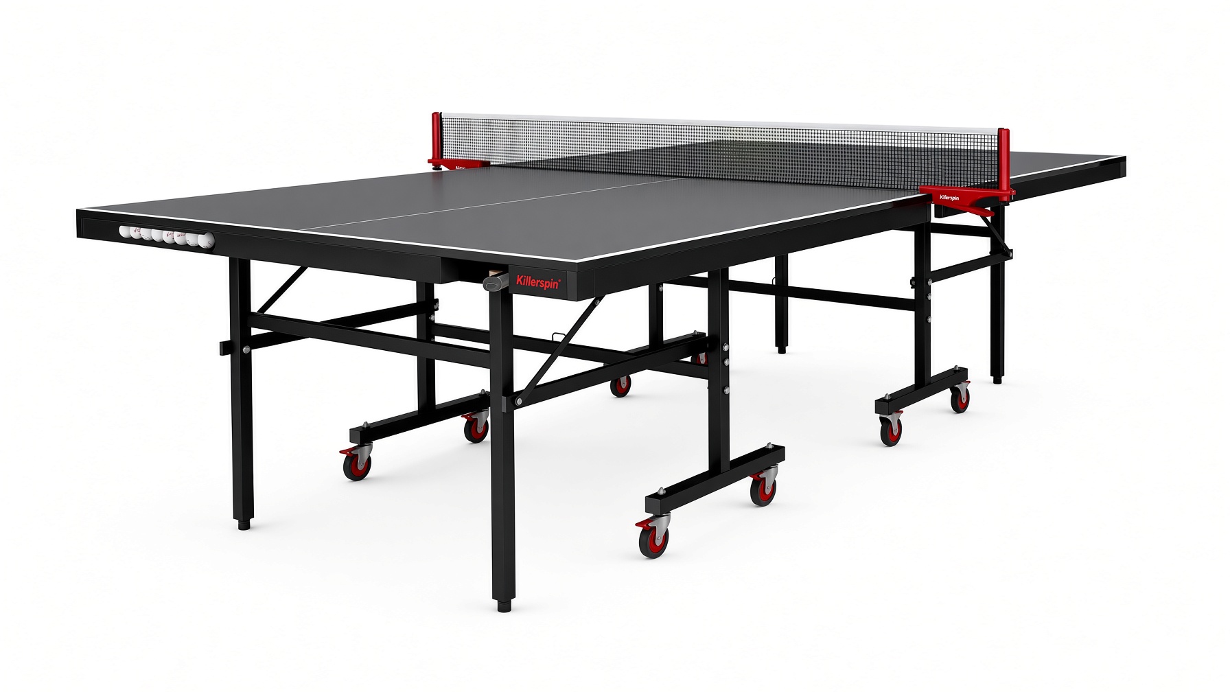 Killerspin MyT4 Pocket indoor ping pong table in black and red assembled by DR Assembly