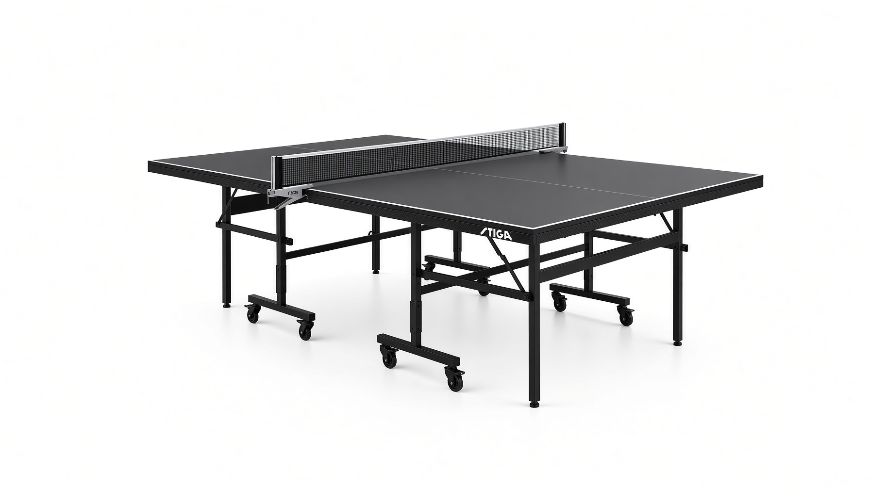 STIGA Carbon 15 black table tennis table with steel apron assembled by DR Assembly