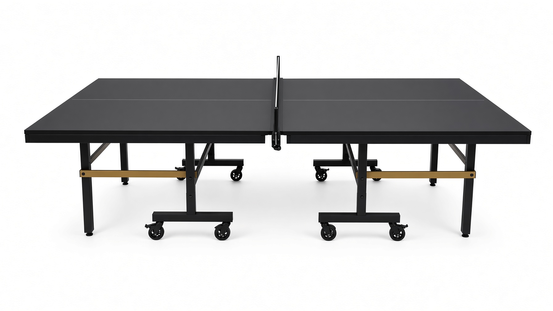 STIGA Onyx black and gold table tennis table assembled in a Florida home game room