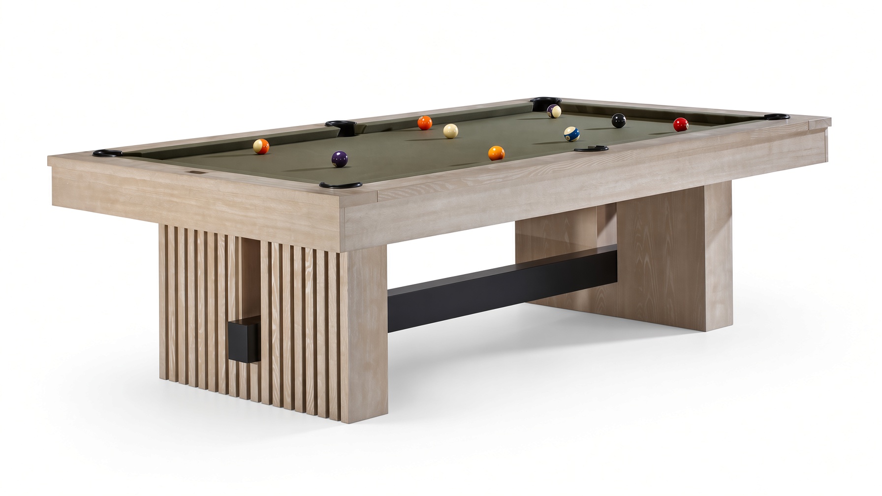 American Heritage Vancouver 8-foot pool table with olive felt and slatted wood base assembled in Florida