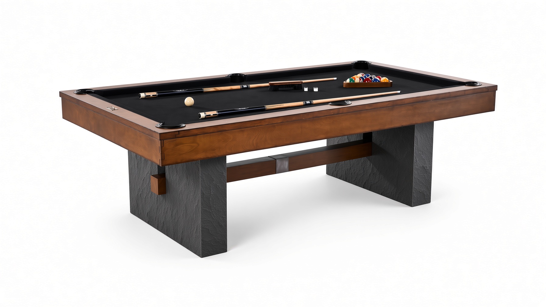 Barrington Urban Slate Tech 8-foot pool table with black felt and walnut frame assembled in Florida