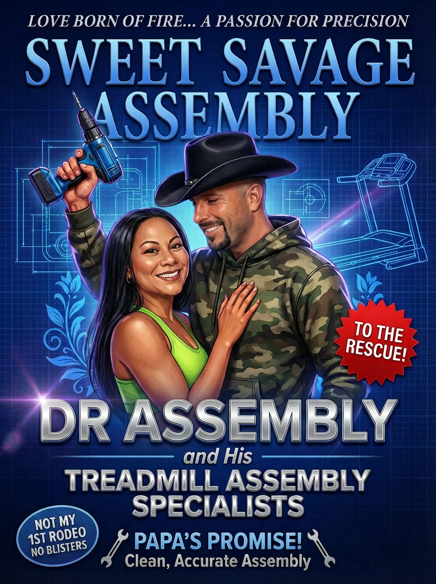 Sweet Savage Assembly movie poster — blueprint blue heroic poster with cowboy hat silhouettes and To The Rescue burst